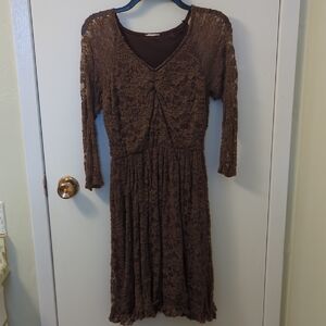 Elegant Brown Lace Dress
